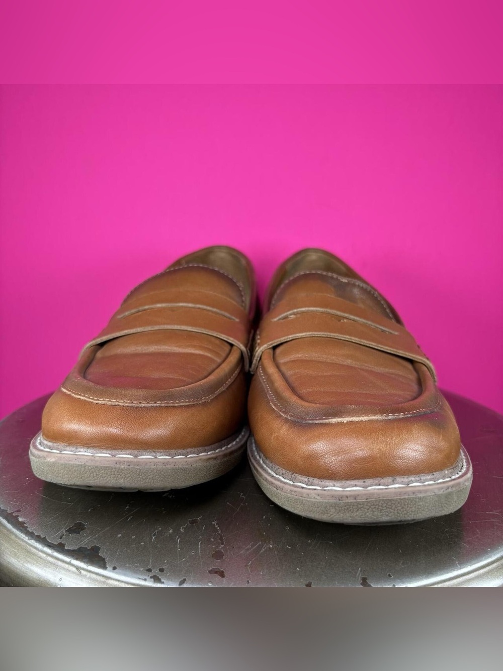 Earth Javas Brown Leather Penny Loafer US 8 Wide - Picture 2 of 8